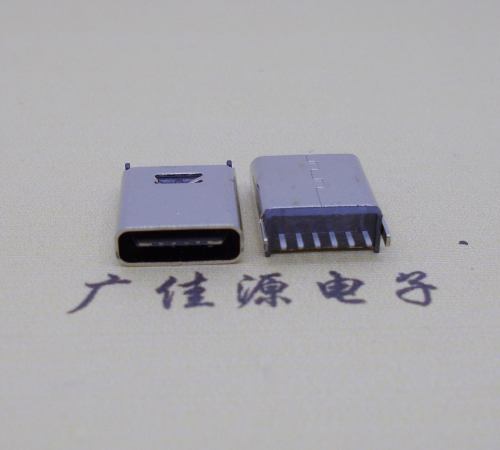 福建直立式插板Type-C6p母座连接器高H=10.0mm