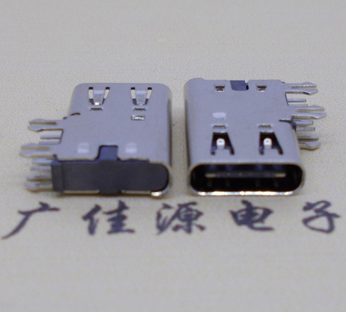福建侧插USB3.1接头座子.90度type-c母座.6p侧插连接器