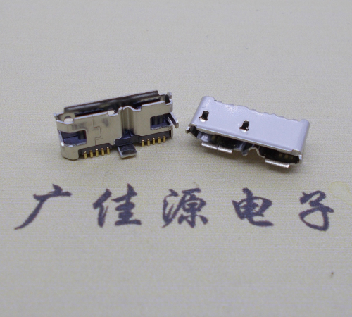 福建 双接口micro usb3.0母座有卷边10pin三个固定脚插板