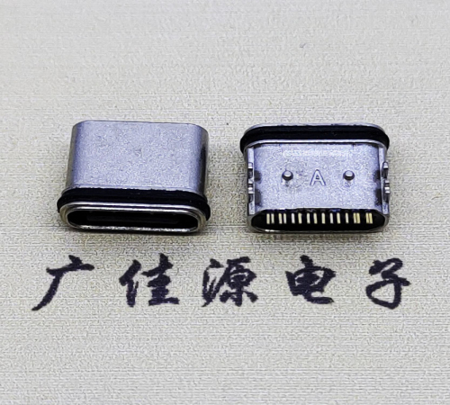 福建板上卧式USB连接器.TYPE-C16P防水母座.四脚插带定位柱
